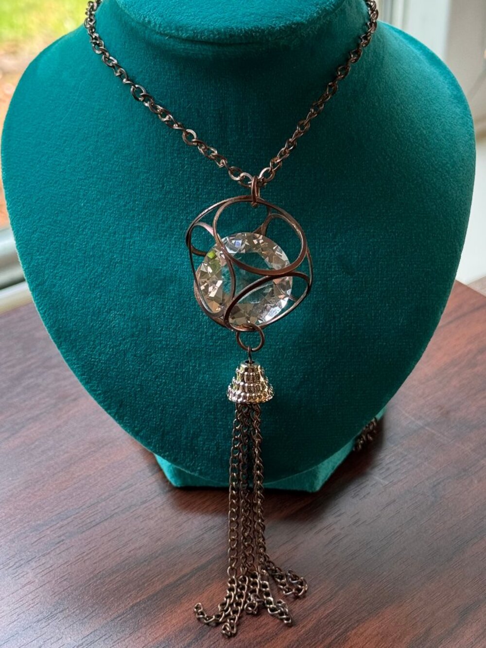 Unique and Magical Caged Glass Tassel Necklace